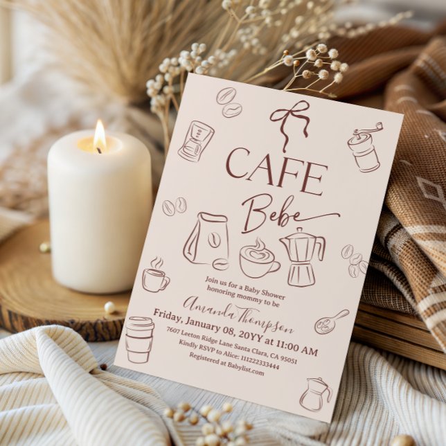 Invitación Tema de café beige arco cafe bebe baby shower (Subido por el creador)