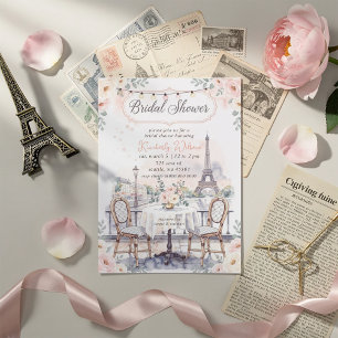 Invitación Tema de Café Francés París Torre Eiffel Despedida 