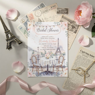 Invitación Tema de Café Francés París Torre Eiffel Despedida 
