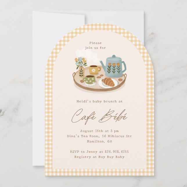 Invitación Tema de café para baby shower Café Bébé (Anverso)