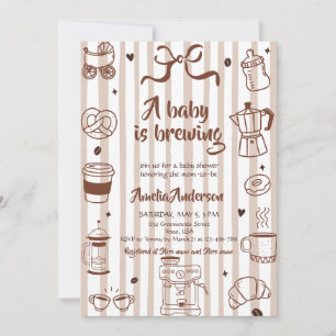 Invitación Tema de café para bebé niña en ducha de bebé Latte
