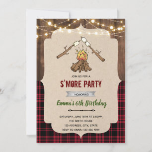 Invitación Tema de campamento rústico de smore
