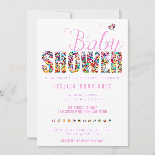 Invitación Tema de canallas Fiesta de Baby Shower Es un Chica (Anverso)