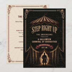 Invitación Tema de Carnaval Oscuro de Circo Antiguo Fiesta de