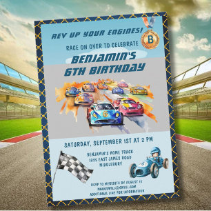 Invitación *Tema de carreras de autos para niños cumpleaños 6