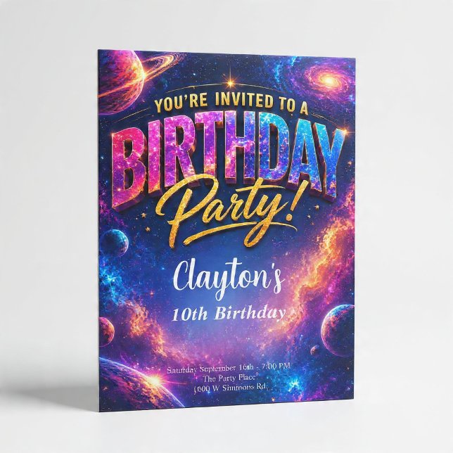 Invitación Tema de Celebración de Cumpleaños Galaxia Espacial (Subido por el creador)