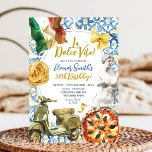 Invitación Tema de cena italiana La Dolce Vita Cumpleaños adu
