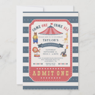 Invitación Tema de circo de carnaval para fiesta de cumpleaño