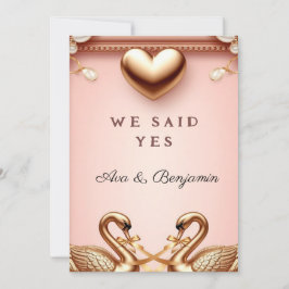 Invitación 🌸 Tema de cisne de boda en oro rosa 💍