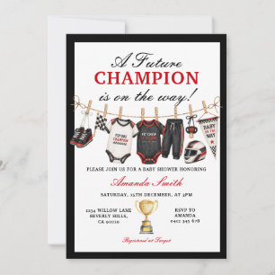 Invitación Tema de coche de carreras para Baby Shower del fut