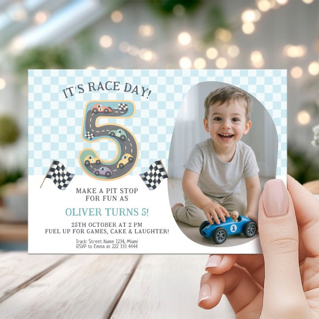 Invitación Tema de coche de carreras para cumpleaños número 5 (Subido por el creador)