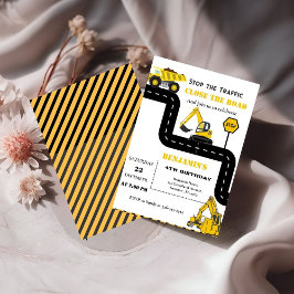 Invitación Tema de construcción de camiones volcados