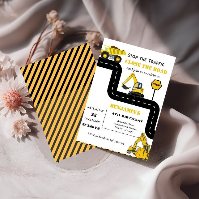 Invitación Tema de construcción de camiones volcados (Subido por el creador)