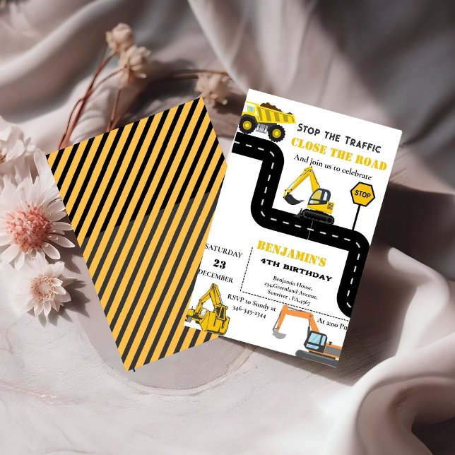 Invitación Tema de construcción de camiones volcados (Subido por el creador)