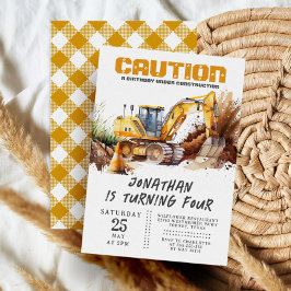 Invitación Tema de construcción Digger Moderno Kids Cumpleaño