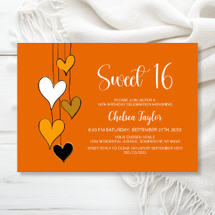Invitación Tema de Corazón Naranja Cumpleaños Dulces 16