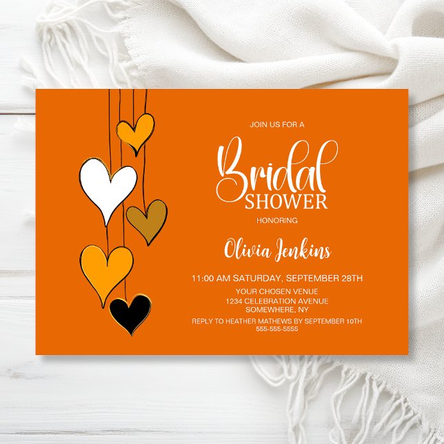 Invitación Tema de Corazón Naranja para Despedida de Soltera (Subido por el creador)