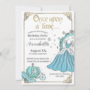 Invitación Tema de Cúentecillo de Hadas de Cenicienta Ilustra
