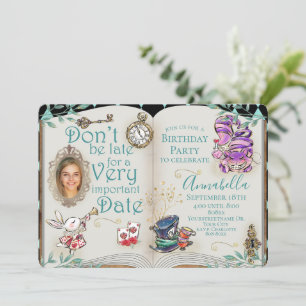 Invitación Tema de Cuento de Hadas Alice en el País de las Ma
