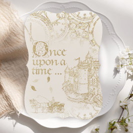 Invitación Tema de Cuento de Hadas Castillo Carruaje Brillant