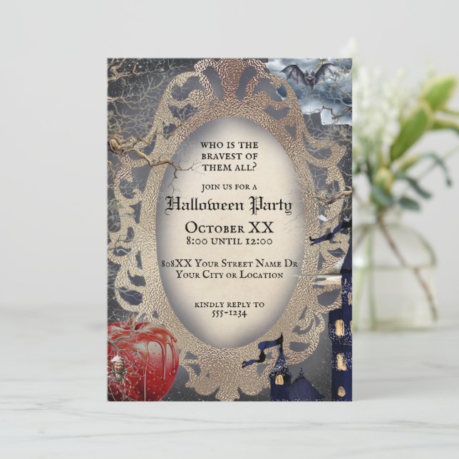 Invitación Tema de Cuento de Hadas de Blancanieves de Hallowe (Anverso de pie)
