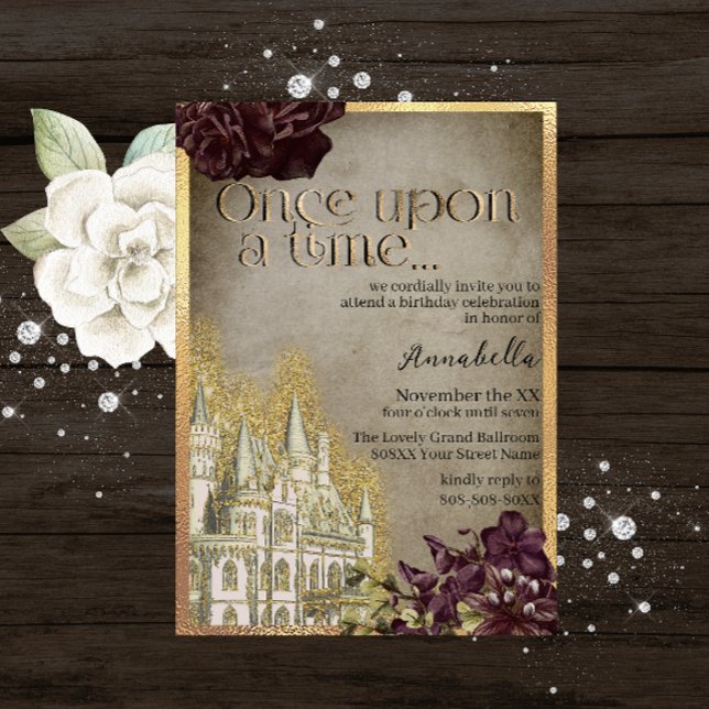 Invitación Tema de cuento de hadas del castillo de oro gótico (Subido por el creador)