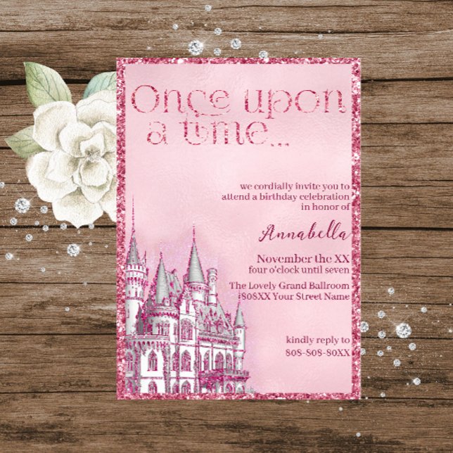 Invitación Tema de cuento de hadas del castillo de purpurina  (Subido por el creador)