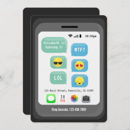 Invitación Tema de cumpleaños con emojis