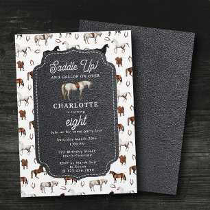 Invitación Tema de cumpleaños de caballo Vaquera Vaquero