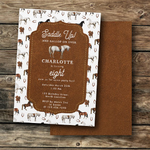 Invitación Tema de cumpleaños de caballo vaquera vaquero