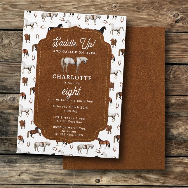 Invitación Tema de cumpleaños de caballo vaquera vaquero (Horse Birthday Theme Cowgirl Cowboy Invitation)