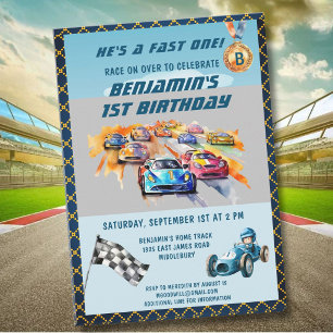 Invitación *Tema de Cumpleaños de Carreras de Autos para Niño