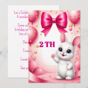 Invitación Tema de cumpleaños de conejito dulce 🐰