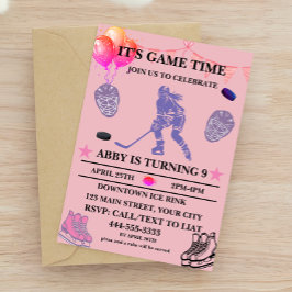 Invitación Tema de cumpleaños de hockey sobre hielo personali