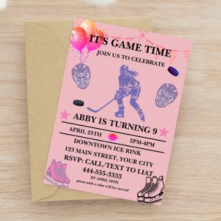 Invitación Tema de cumpleaños de hockey sobre hielo personali