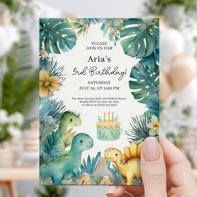 Invitación Tema de cumpleaños de la selva de dinosaurios lind (Subido por el creador)
