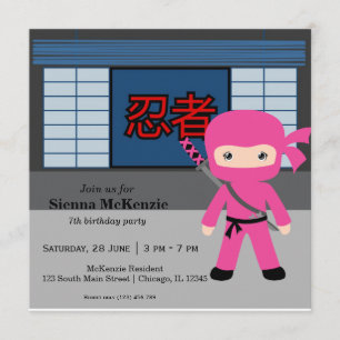 Invitación Tema de cumpleaños de Little ninja