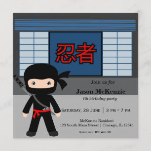 Invitación Tema de cumpleaños de Little ninja