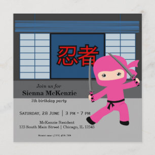Invitación Tema de cumpleaños de Little ninja