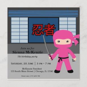 Invitación Tema de cumpleaños de Little ninja