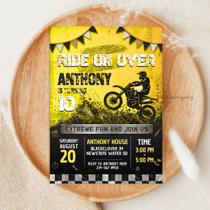 Invitación Tema de cumpleaños de Motocross - Moto de cross su