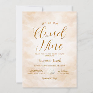 Invitación Tema de Cumpleaños de Nube Nueve en Beige Elegante