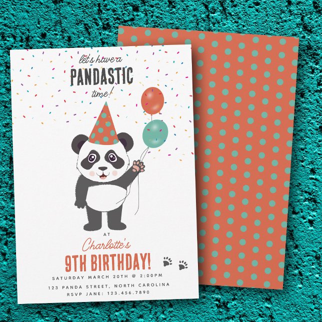Invitación Tema de cumpleaños de osito panda lindo Kawaii par (Cute Panda Bear Theme Kawaii Kids Birthday Party Invitation)