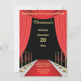 Invitación Tema de Cumpleaños de Película con Alfombra Roja