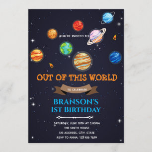 Invitación Tema de cumpleaños de planeta y galaxia espacial