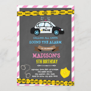 Invitación Tema de cumpleaños de policía de niña