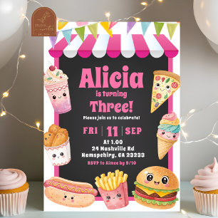Invitación Tema de Cumpleaños de Puesto de Comida Rápida de C
