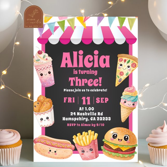 Invitación Tema de Cumpleaños de Puesto de Comida Rápida de C (Subido por el creador)