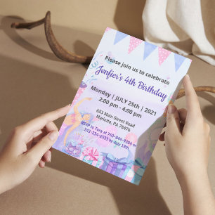 Invitación Tema de cumpleaños de Purple Queen Baby