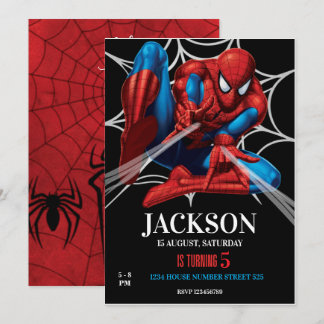 Invitación Tema de cumpleaños de Spiderman Superhéroe Fiesta 